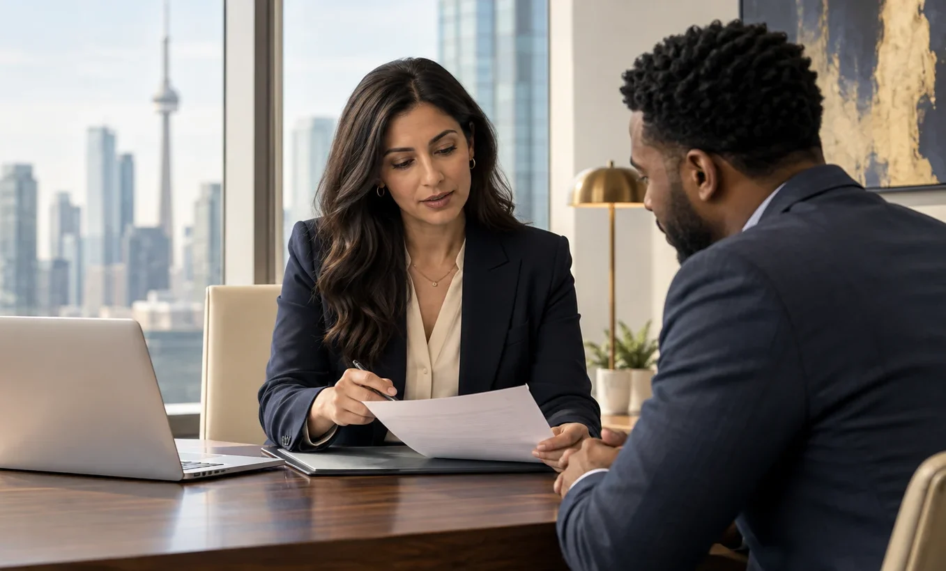 Employer and job applicant discussing Ontario job posting rules in 2026